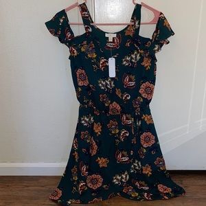 Dark green off the shoulder dress